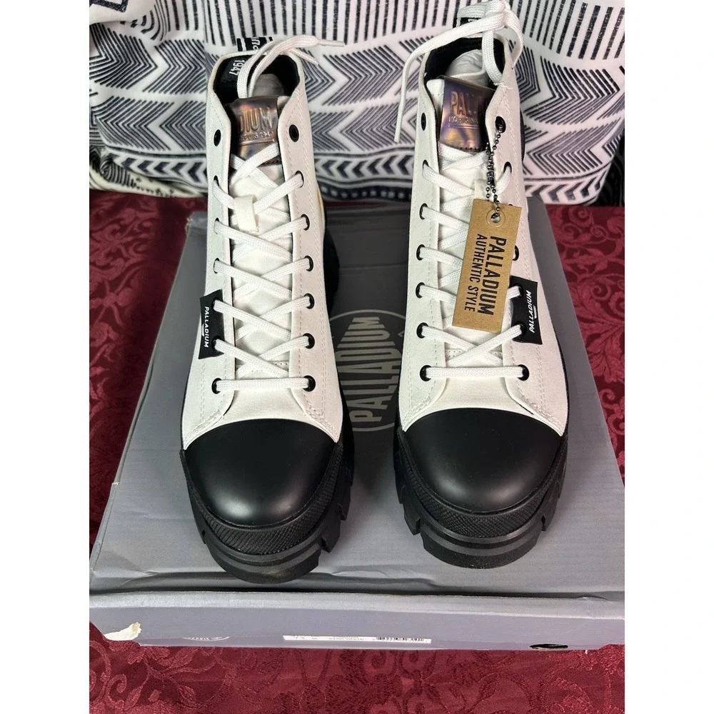 Palladium Revolt Hi TX Star White Platform Chunky High Top Boots Women's 9.5 NEW